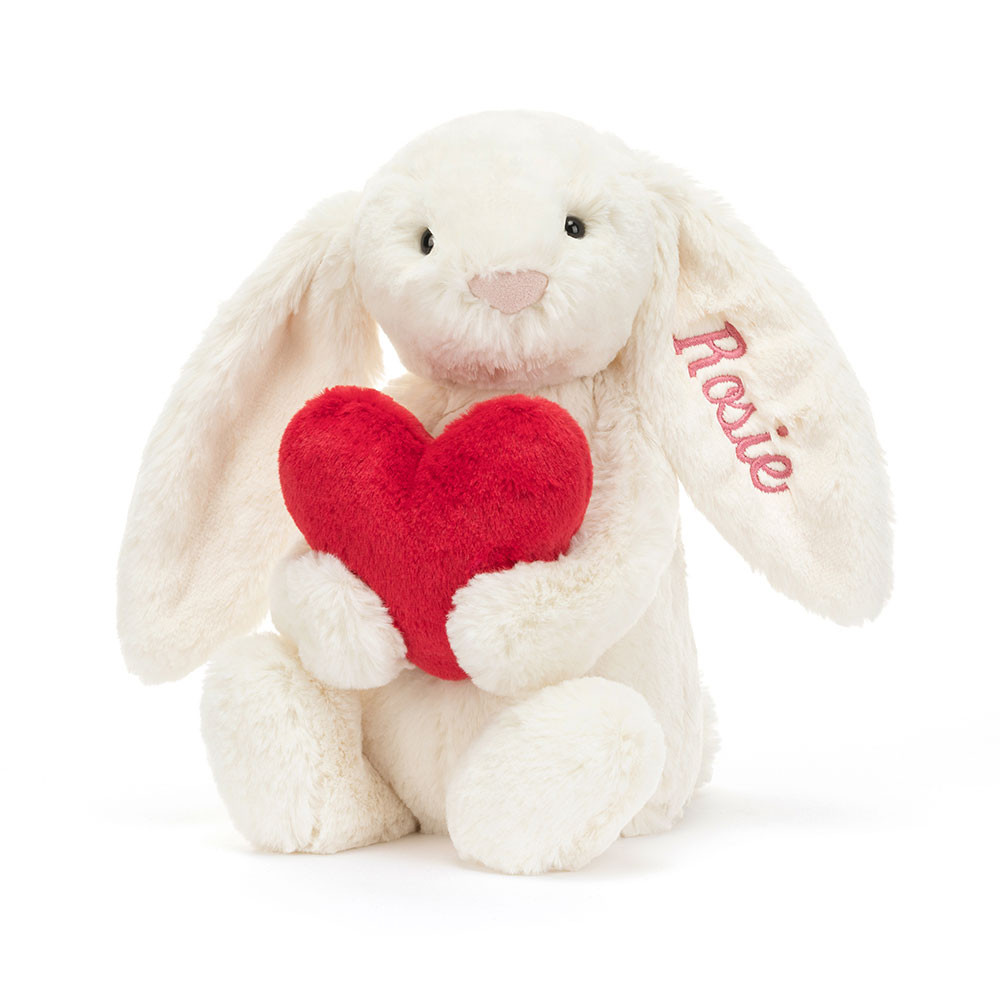 Personalized Bashful Red Love Heart Bunny Medium
