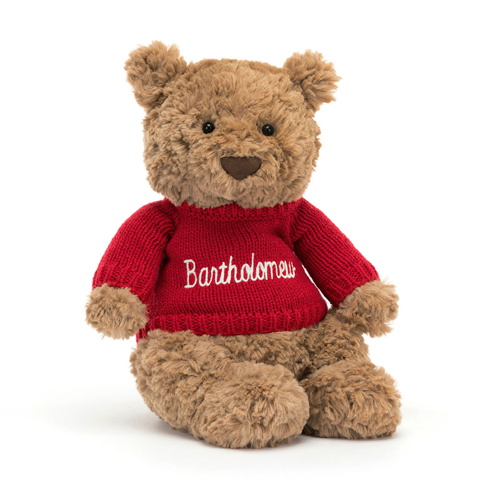 Bartholomew Bear with Personalized Red Jumper